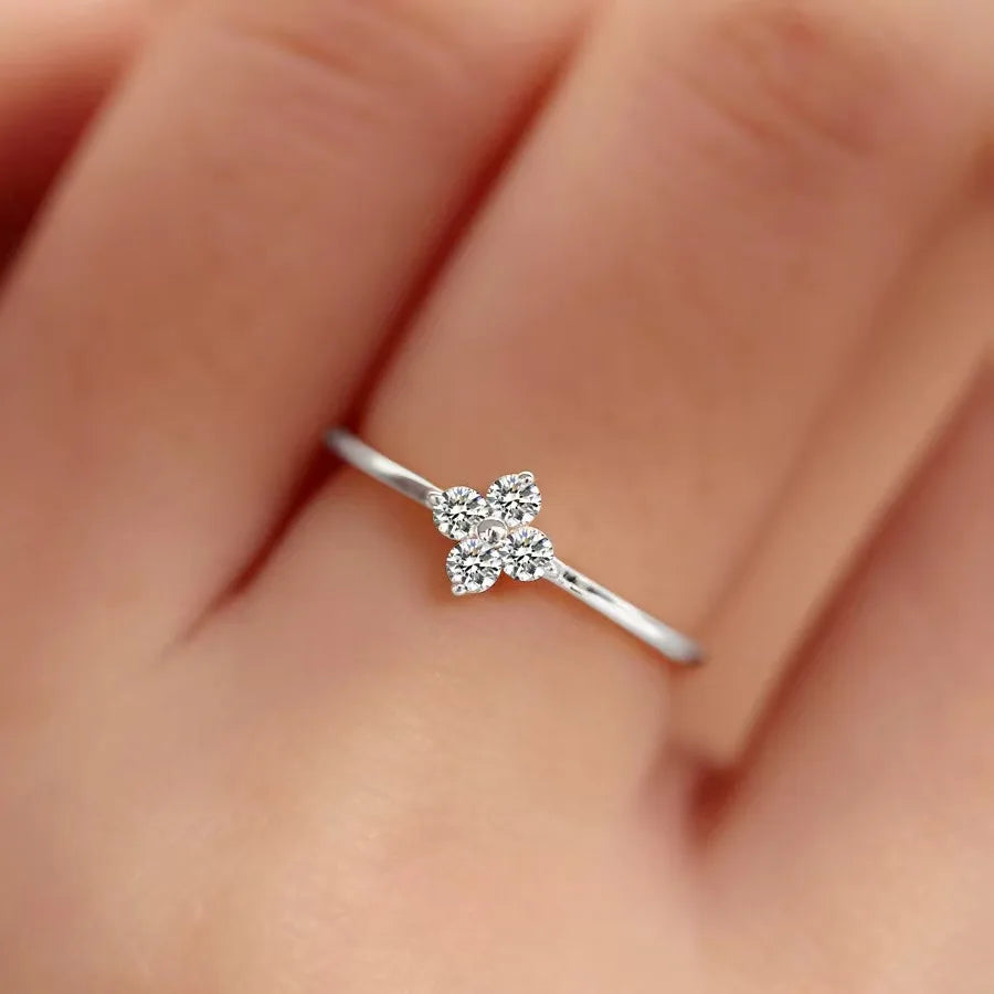 Dainty Zircon Flower Ring