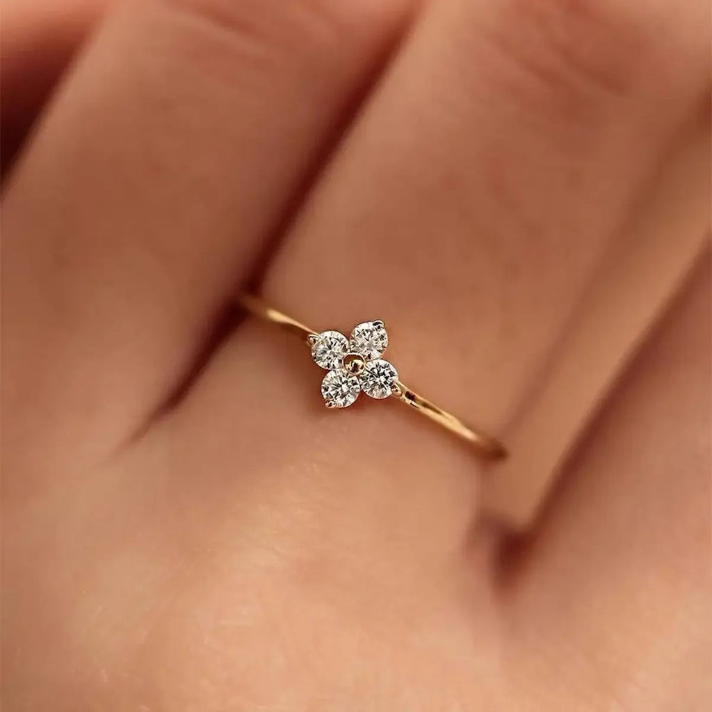 Dainty Zircon Flower Ring