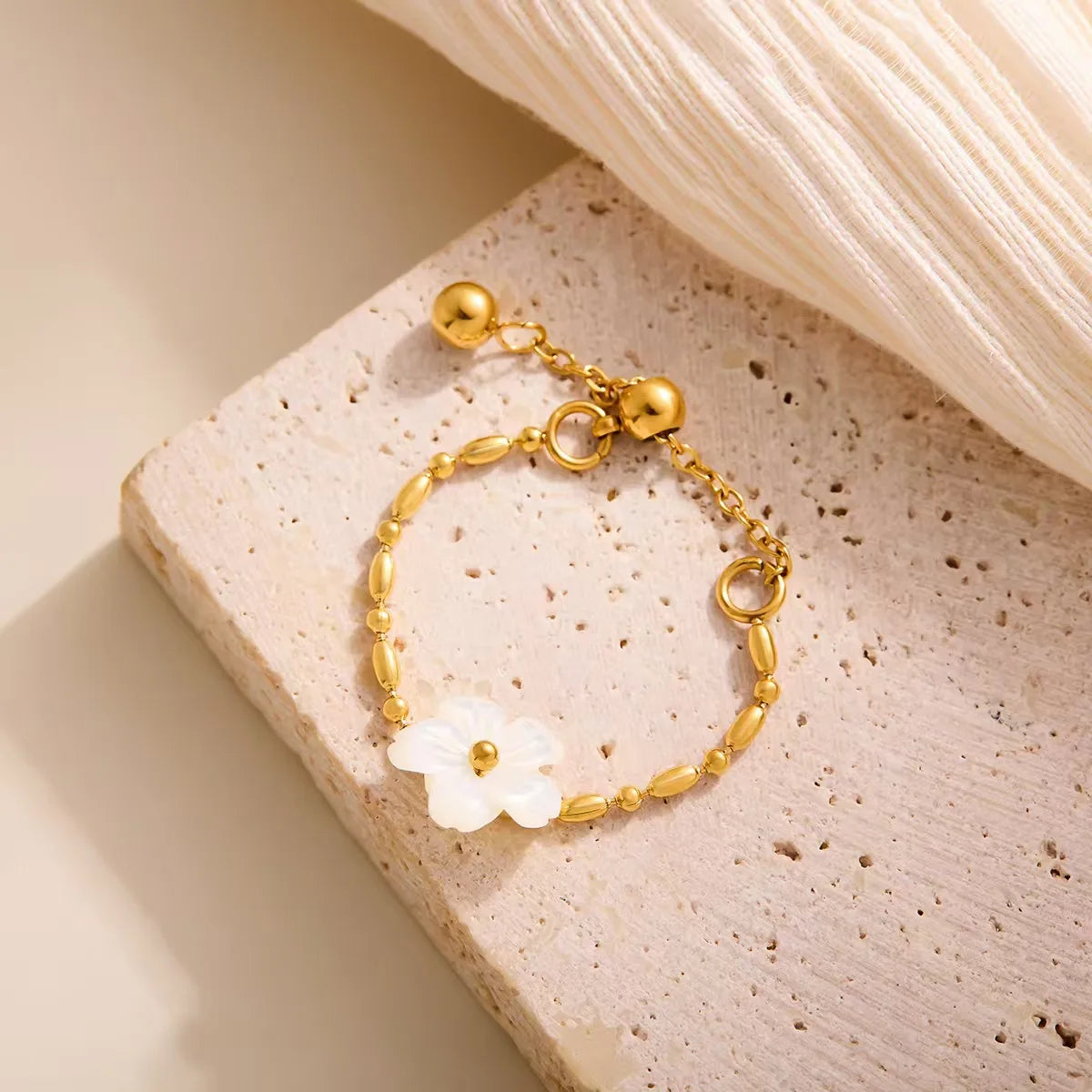 Dainty Flower Necklace or Bracelet, Ring for Women, 18K Gold Plated Titanium Wedding Jewelry, Bridesmaid Gift Mother's Day Gifts